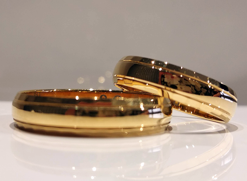 Obrączki ślubne półokrągłe fazowane 4,5mm żółte złoto próba 585