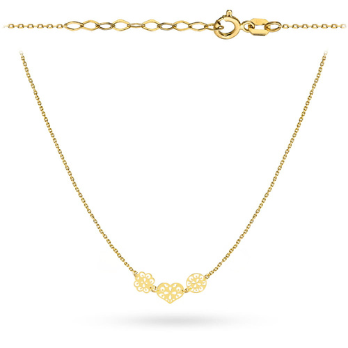 Naszyjnik złoty ażurowe serce, kwiatek i kółko (Gramatura: 0.98)