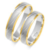 Obrączki ślubne z oryginalnym wzorem 5mm dwukolorowe białe i żółte złoto próba 585