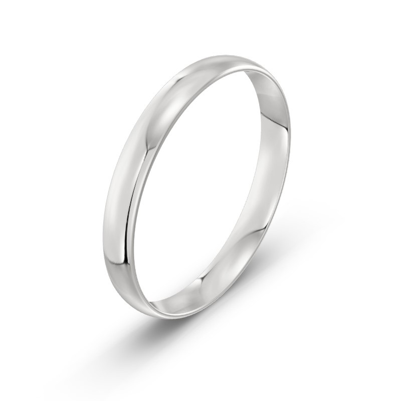 Męska obrączka ślubna klasyczna półokrągła 3mm białe złoto 585 SLIM
