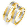 Obrączki ślubne płaskie 5mm z falą dwukolorowe żółte i białe złoto próba 585