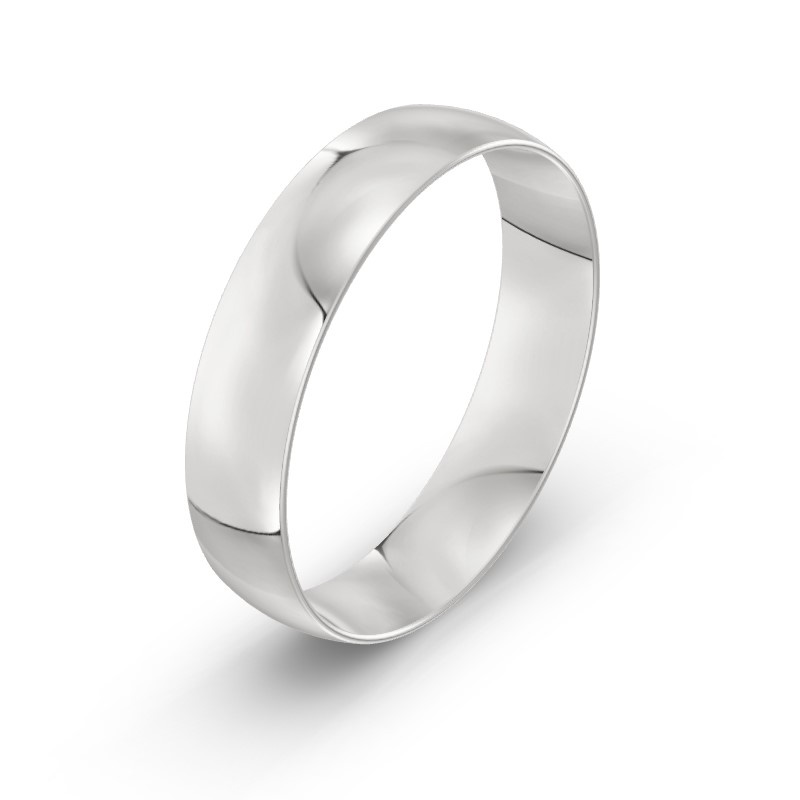 Męska obrączka ślubna klasyczna półokrągła 5mm białe złoto 585 SLIM