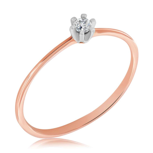 Różowy pierścionek z brylantem naturalnym 