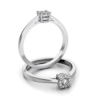 Pierścionek zaręczynowy z białego złota z brylantami