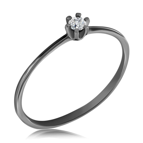 Czarny pierścionek z brylantem naturalnym 