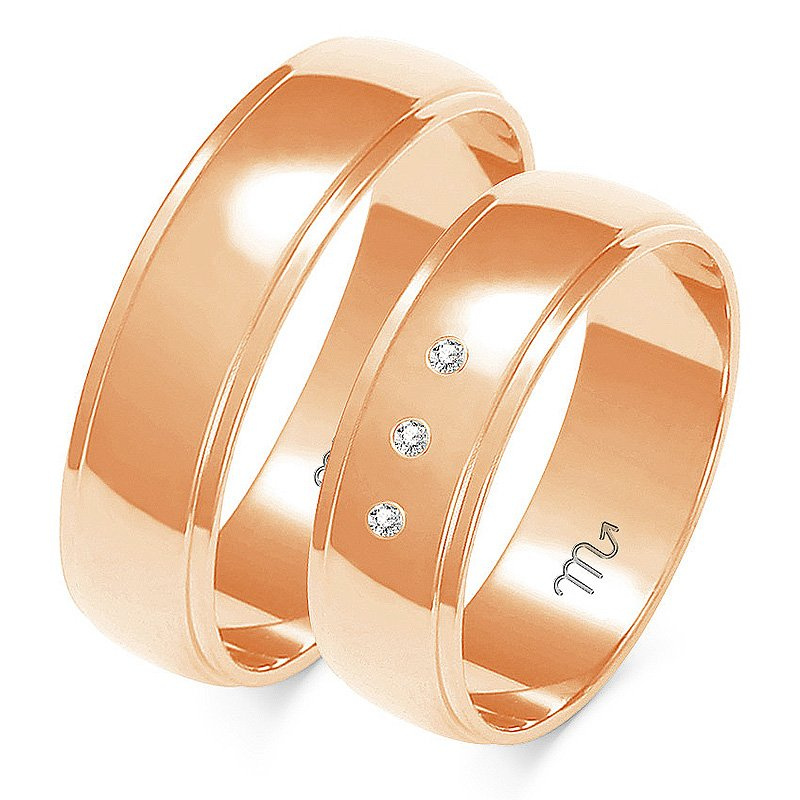 Obrączki ślubne 6mm półokrągłe z kamieniami złoto 585