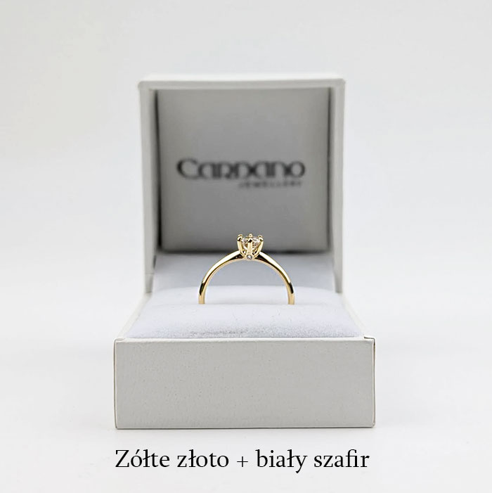 Pierścionek z żółtego złota z szafirem