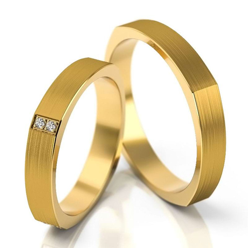 Obrączki ślubne nietypowe z brylantami 3,6mm żółte złoto próba 585