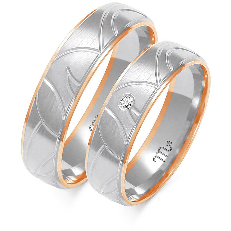 Nietypowe obrączki ślubne półokrągłe z kamieniem 5,5mm próba 585