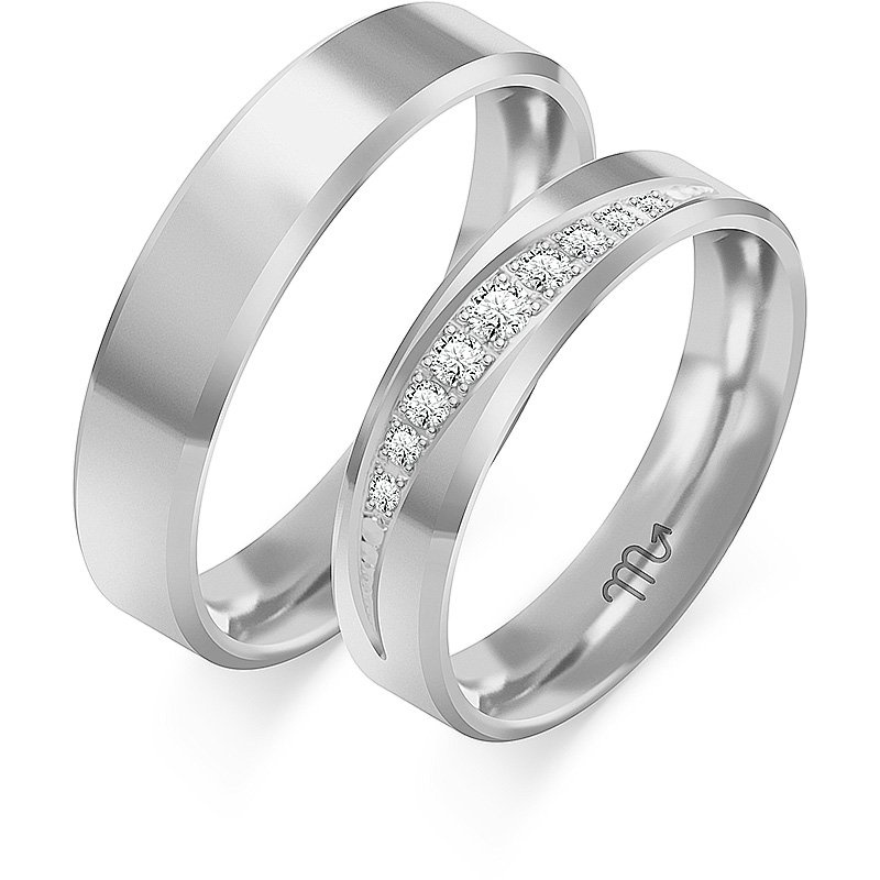 Obrączki ślubne fazowane z kamieniami 5mm złoto próba 585