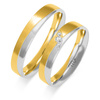 Obrączki ślubne z falą 4mm dwukolorowe złoto żółte i białe próba 585