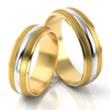 Obrączki ślubne półokrągłe z linią 6mm dwukolorowe żółte i białe złoto próba 585