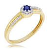 Pierścionek z szafirem i diamentami żółte złoto 585