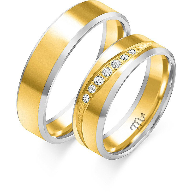 Obrączki ślubne z fazą i kamieniami 5,5mm złoto próba 585