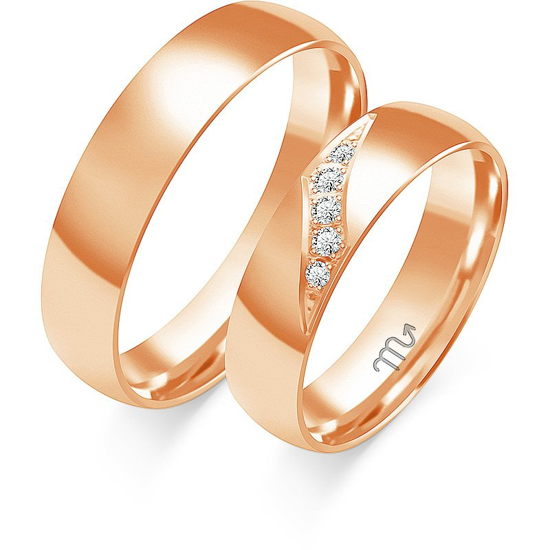 Obrączki ślubne półokrągłe z kamieniami 5mm złoto próba 585