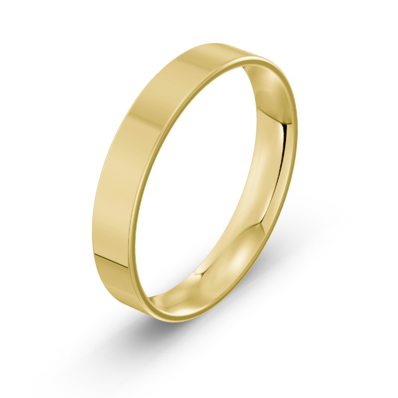 Męska obrączka ślubna klasyczna płaska 4mm żółte złoto 585