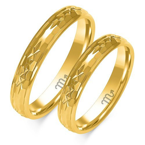 Ozdobne obrączki ślubne 4mm złoto próba 585