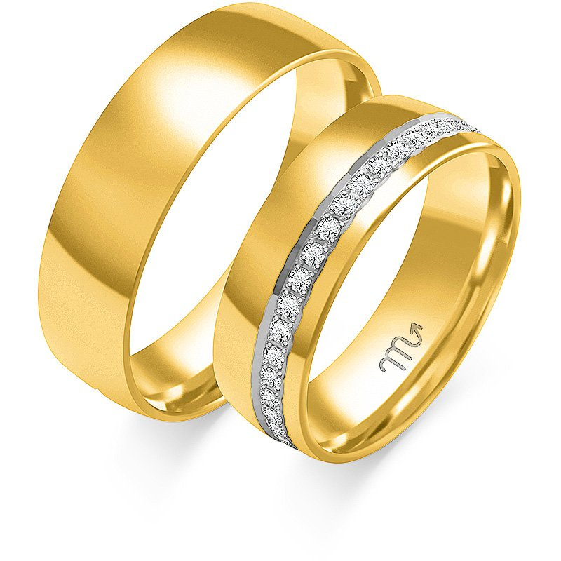 Obrączki ślubne półokrągłe z kamieniami 6mm złoto 585