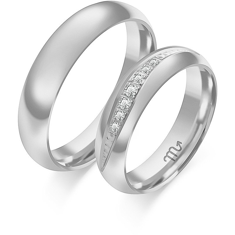 Obrączki ślubne półokrągłe z kamieniami 5mm żółte złoto 585