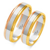 Obrączki ślubne płaskie 5mm dwukolorowe z białego i żółtego złota próba 585
