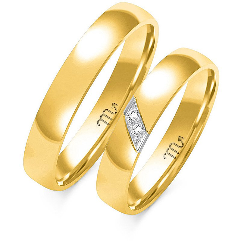 Obrączki ślubne półokrągłe z kamieniami 4mm próba 585