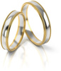 Obrączki ślubne półokrągłe z milgryfem na brzegach 4mm dwukolorowe białe i żółte złoto próba 585