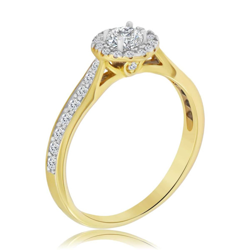 Wyjątkowy pierścionek z żółtego złota z diamentami