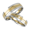 Męska obrączka ślubna płaska 5mm z linią dwukolorowa żółte i białe złoto próba 585