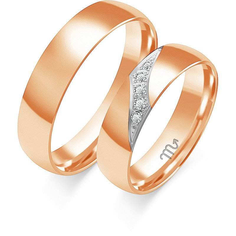 Obrączki ślubne półokrągłe z kamieniami 5mm złoto próba 585