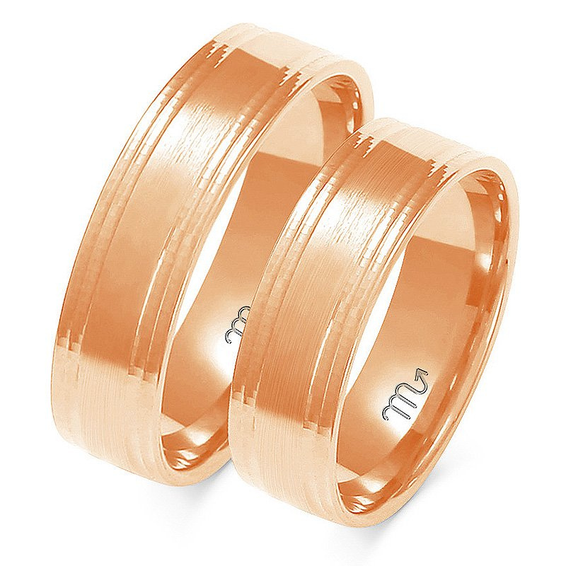 Obrączki ślubne płaskie 6mm matowe żółte złoto 585