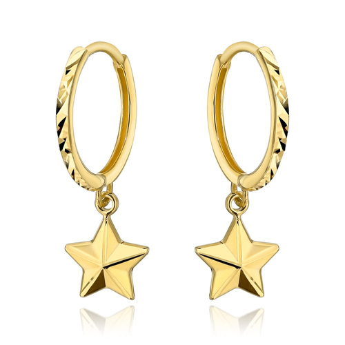 Kolczyki złote kółeczka z gwiazdką