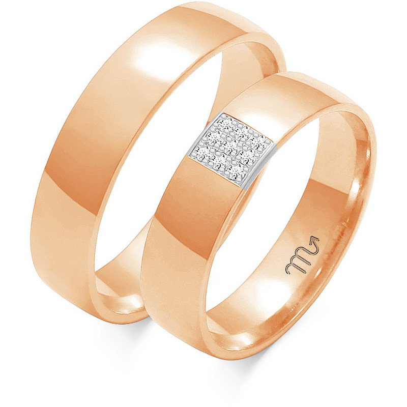 Obrączki ślubne półokrągłe z kamieniami 5mm złoto próba 585