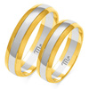 Obrączki ślubne półokrągłe 5mm z liniami dwukolorowe żółte i białe złoto próba 585