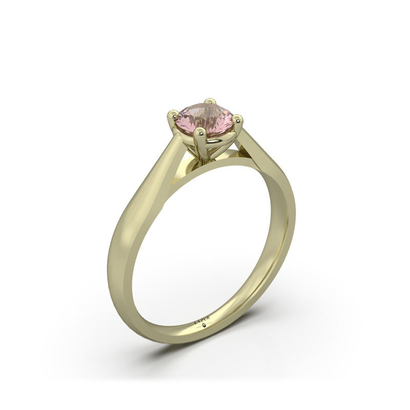 Pierścionek z żółtego złota z morganitem