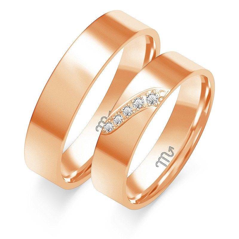 Obrączki ślubne płaskie z kamieniami 5mm złoto próba 585