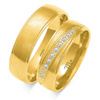 Obrączki ślubne półokrągłe 6mm z kamieniami dwukolorowe z żółtym i białym złotem próba 585 