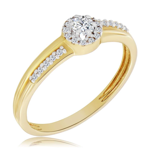 Pierścionek z diamentami żółte złoto 585 