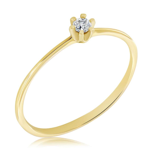 Złoty pierścionek z brylantem syntetycznym