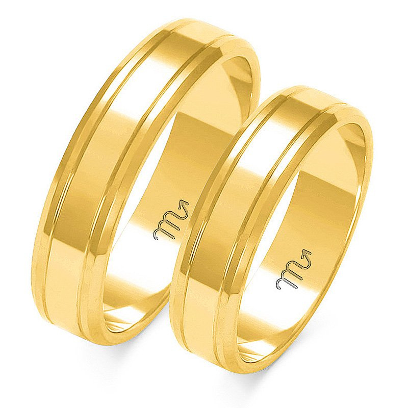 Obrączki ślubne płaskie 5mm dwukolorowe z białego i żółtego złota próba 585