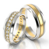 Eleganckie obrączki ślubne półokrągłe 6,5mm z milgryfami dwukolorowe białe i żółte złoto próba 585