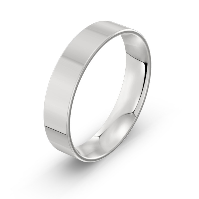 Męska obrączka ślubna klasyczna płaska 5mm białe złoto 585