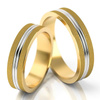 Płaskie matowe obrączki ślubne z liniami na środku 5mm dwukolorowe żółte i białe złoto próba 585