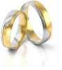 Obrączki ślubne półokrągłe z falami i kamieniami 4,5mm dwukolorowe żółte i białe złoto próba 585