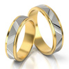 Płaskie obrączki ślubne ze wzorem 6mm dwukolorowe żółte i białe złoto próba 585