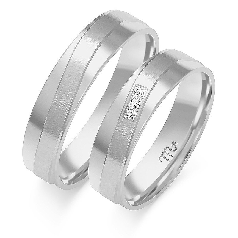 Obrączki ślubne płaskie 5mm z falą dwukolorowe żółte i białe złoto próba 585