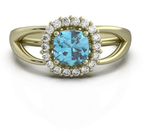 Złoty pierścionek z topazem i brylantami