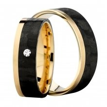 Męska obrączka carbonowa ze złotem próba 585 płaska