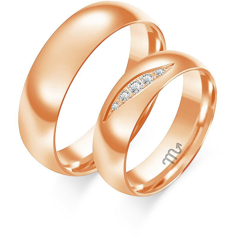 Obrączki ślubne półokrągłe z kamieniami 5,5mm złoto próba 585