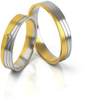 Obrączki ślubne płaskie ozdobione liniami i kamieniem 4,5mm dwukolorowe żółte i białe złoto próba 585