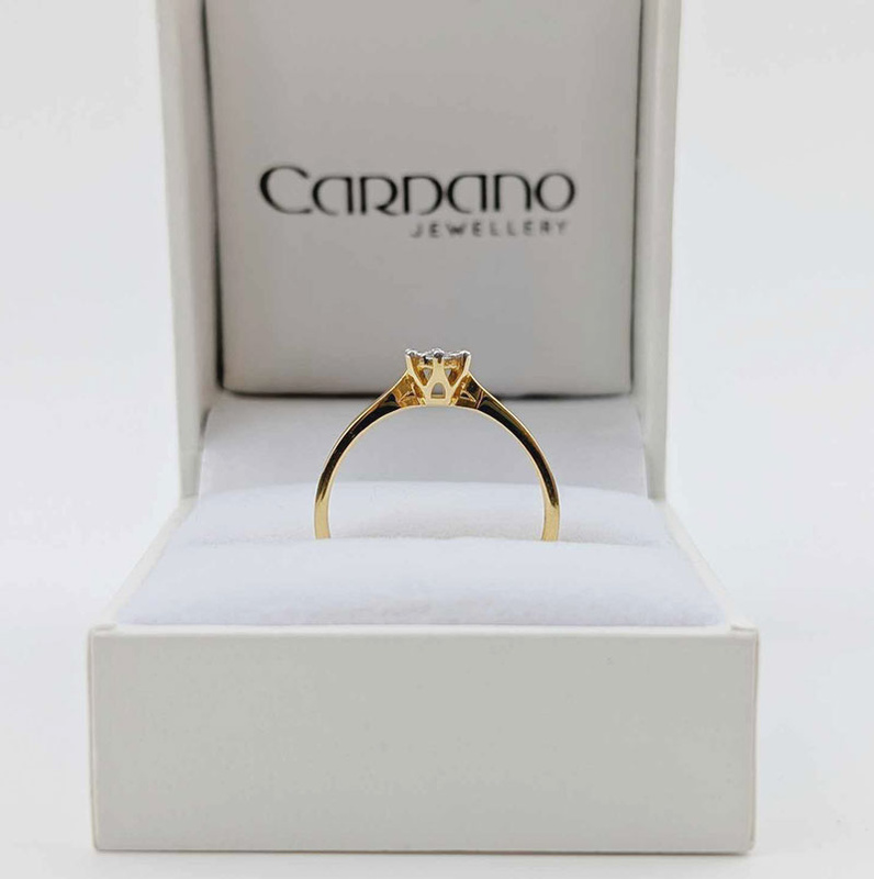 Klasyczny pierścionek z diamentami żółte złoto 585